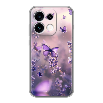 Силиконовый чехол на OPPO Reno16 с принтом бабочки и лаванда
