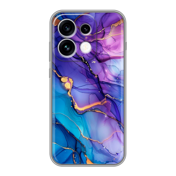 Силиконовый чехол на OPPO Reno16 с принтом синий мрамор Силиконовый чехол на OPPO Reno16 с принтом синий мрамор