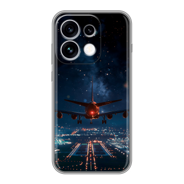 Силиконовый чехол на OPPO Reno16 с принтом самолет Силиконовый чехол на OPPO Reno16 с принтом самолет