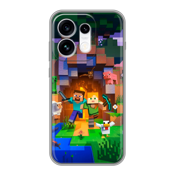 Силиконовый чехол на OPPO Reno16 с принтом Майнкрафт Minecraft