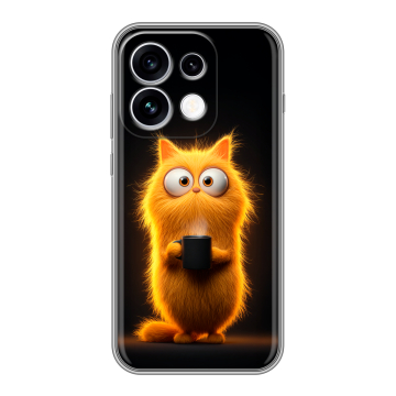 Силиконовый чехол на OPPO Reno16 с принтом Смешной кот Силиконовый чехол на OPPO Reno16 с принтом Смешной кот