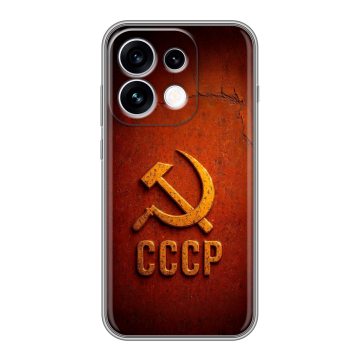 Силиконовый чехол на OPPO Reno16 с принтом Флаг Герб СССР Силиконовый чехол на OPPO Reno16 с принтом Флаг Герб СССР