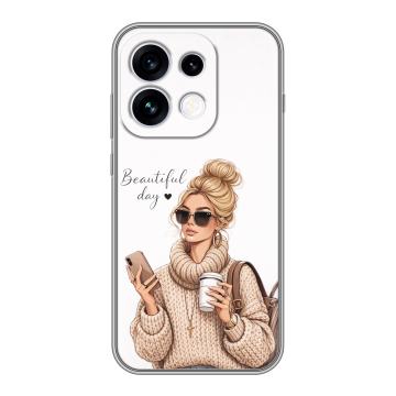 Силиконовый чехол на OPPO Reno16 с принтом женский