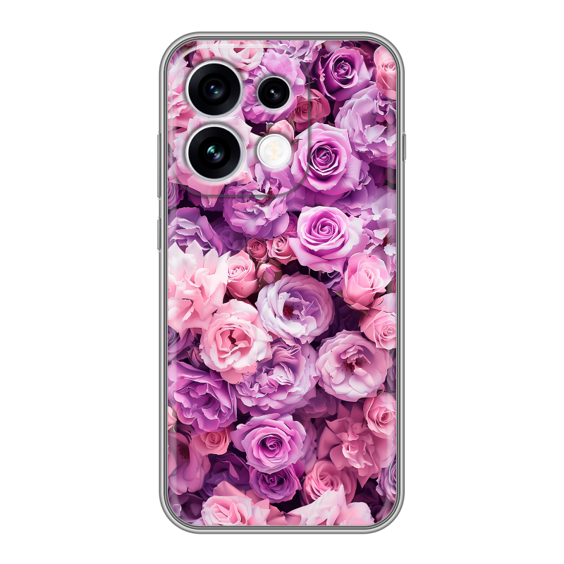 Силиконовый чехол на OPPO Reno16 с принтом лавандовые розы Силиконовый чехол на OPPO Reno16 с принтом лавандовые розы