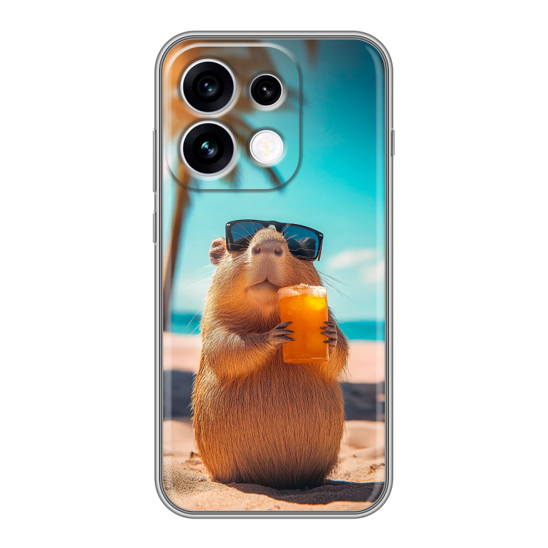 Силиконовый чехол на OPPO Reno16 с принтом Капибара Силиконовый чехол на OPPO Reno16 с принтом Капибара