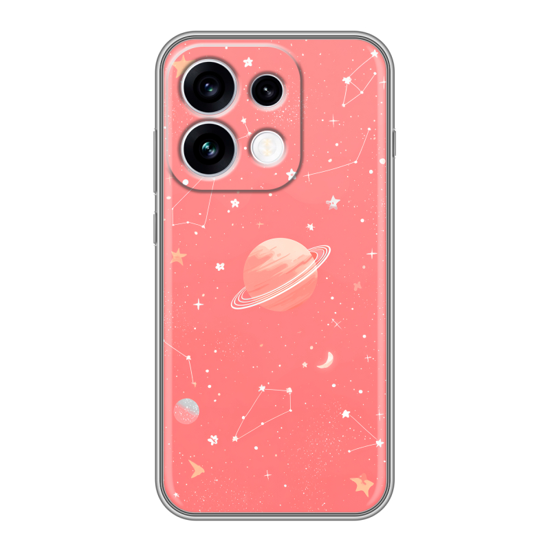 Силиконовый чехол на OPPO Reno16 с принтом Розовый космос Силиконовый чехол на OPPO Reno16 с принтом Розовый космос