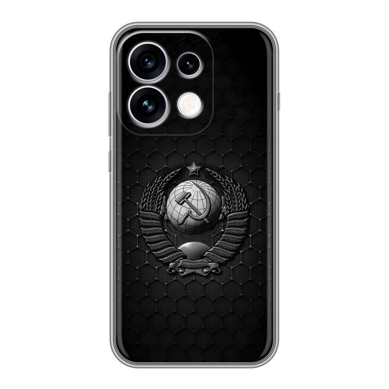 Силиконовый чехол на OPPO Reno16 с принтом Герб Флаг СССР Силиконовый чехол на OPPO Reno16 с принтом Герб Флаг СССР