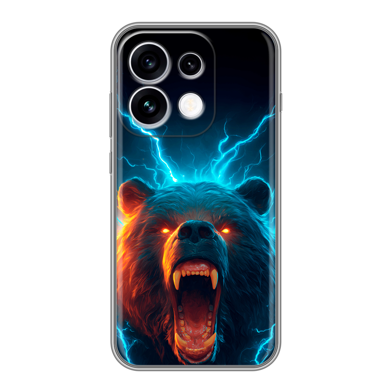 Силиконовый чехол на OPPO Reno16 с принтом Медведь Силиконовый чехол на OPPO Reno16 с принтом Медведь