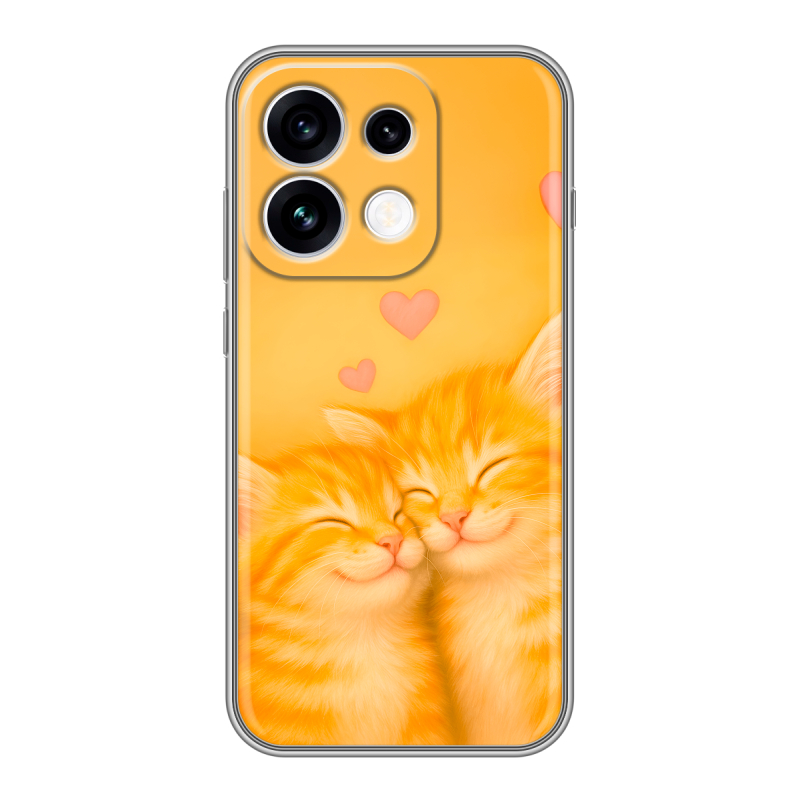 Силиконовый чехол на OPPO Reno16 с принтом Милые котята Силиконовый чехол на OPPO Reno16 с принтом Милые котята