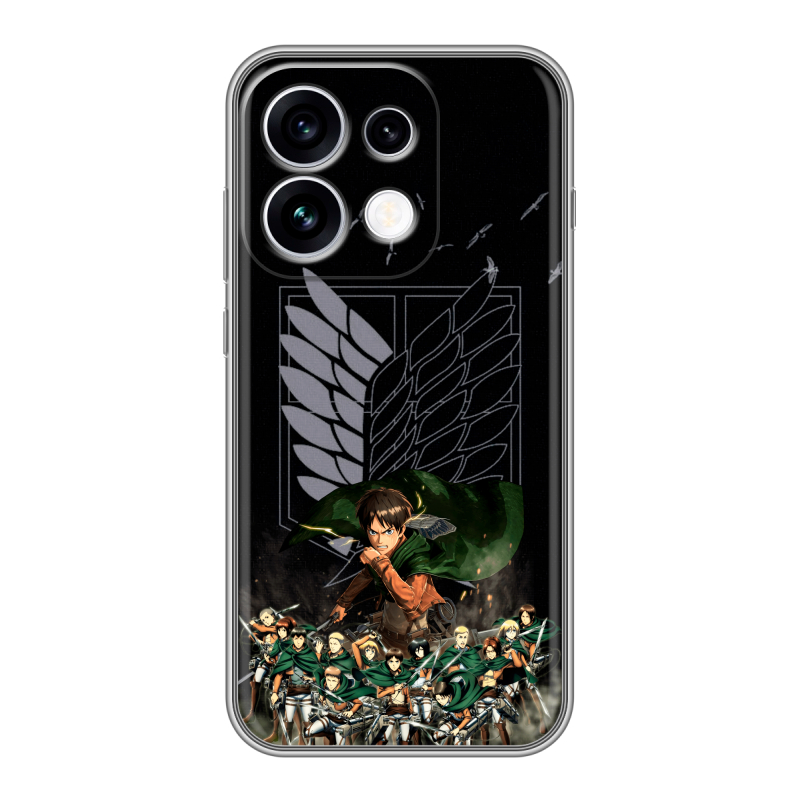 Силиконовый чехол на OPPO Reno16 с принтом Атака титанов Силиконовый чехол на OPPO Reno16 с принтом Атака титанов