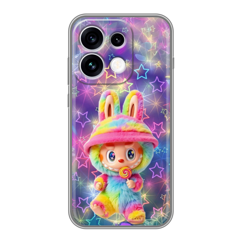 Силиконовый чехол на OPPO Reno16 с принтом Labubu Лабубу Силиконовый чехол на OPPO Reno16 с принтом Labubu Лабубу