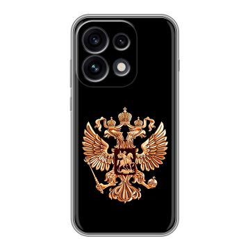 Силиконовый чехол на OPPO Reno 16 Pro с принтом Герб России золотой Силиконовый чехол на OPPO Reno 16 Pro с принтом Герб России золотой