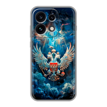 Силиконовый чехол на OPPO Reno 16 Pro с принтом Герб флаг России