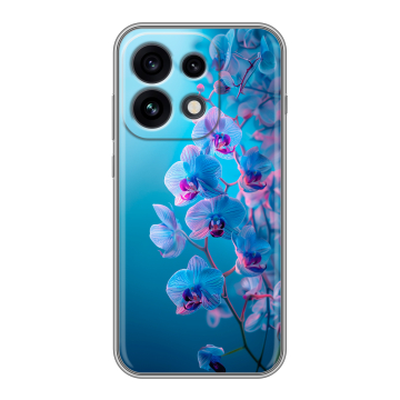 Силиконовый чехол на OPPO Reno 16 Pro с принтом голубые орхидеи