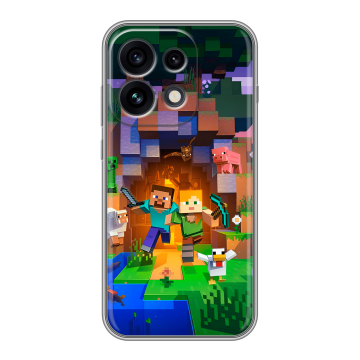 Силиконовый чехол на OPPO Reno 16 Pro с принтом Майнкрафт Minecraft Силиконовый чехол на OPPO Reno 16 Pro с принтом Майнкрафт Minecraft