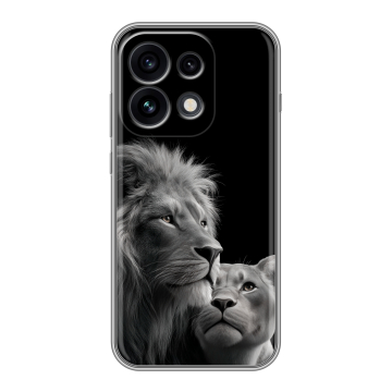 Силиконовый чехол на OPPO Reno 16 Pro с принтом Лев кошки