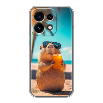 Силиконовый чехол на OPPO Reno 16 Pro с принтом Капибара Силиконовый чехол на OPPO Reno 16 Pro с принтом Капибара