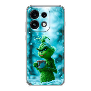 Силиконовый чехол на OPPO Reno 16 Pro с принтом Новый год гринч