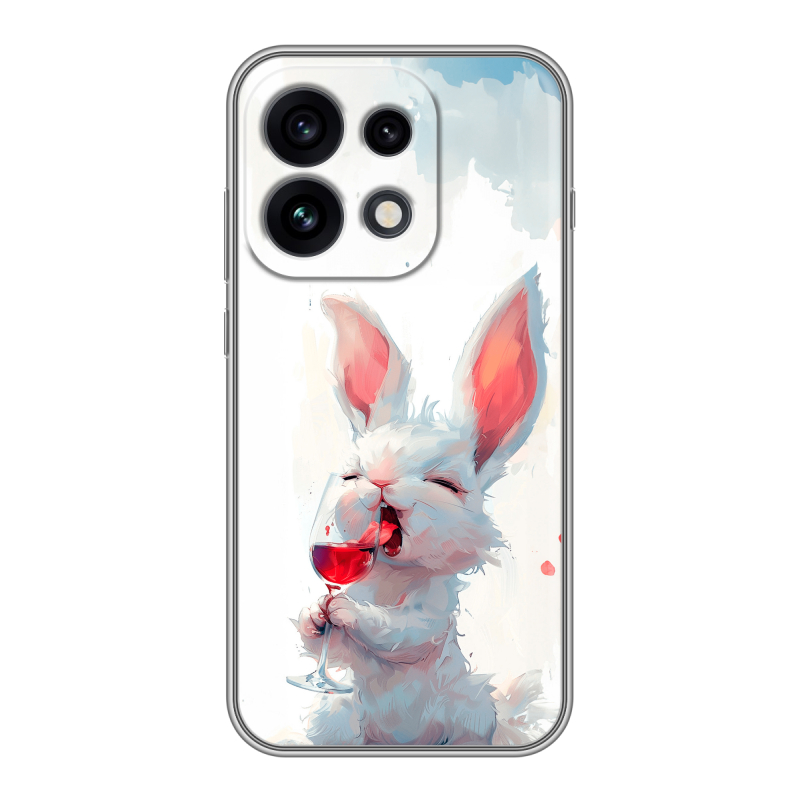Силиконовый чехол на OPPO Reno 16 Pro с принтом кролик зайчик Силиконовый чехол на OPPO Reno 16 Pro с принтом кролик зайчик