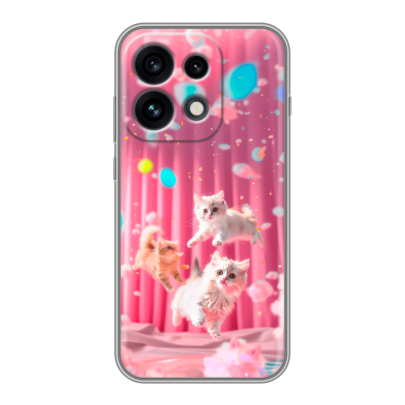 Силиконовый чехол на OPPO Reno 16 Pro с принтом милые котики Силиконовый чехол на OPPO Reno 16 Pro с принтом милые котики