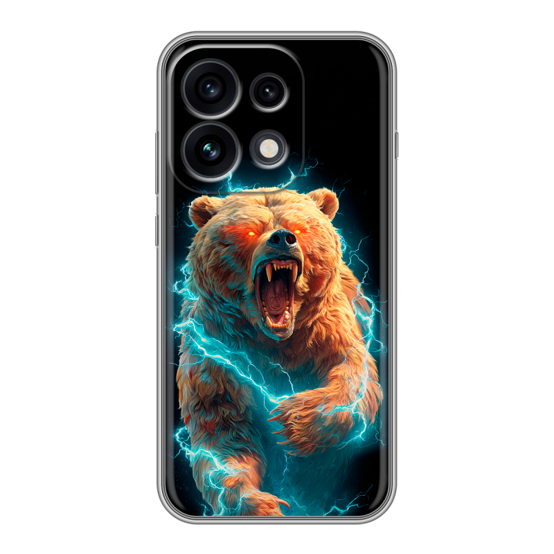 Силиконовый чехол на OPPO Reno 16 Pro с принтом Медведь Силиконовый чехол на OPPO Reno 16 Pro с принтом Медведь