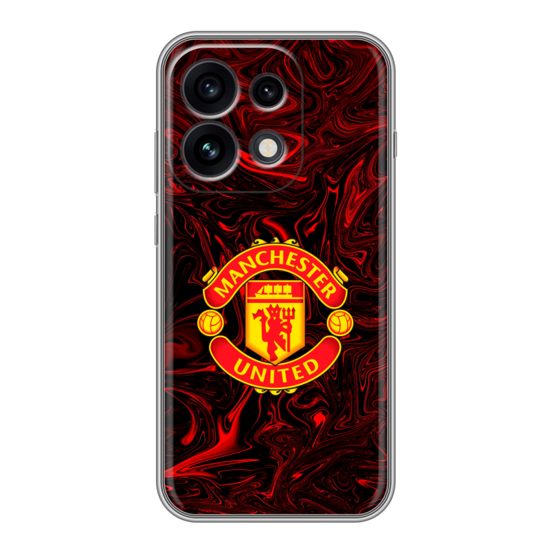 Силиконовый чехол на OPPO Reno 16 Pro с принтом Manchester United Силиконовый чехол на OPPO Reno 16 Pro с принтом Manchester United