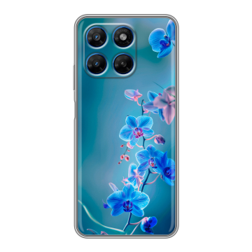 Силиконовый чехол на Motorola Moto G37 с принтом Голубые цветы