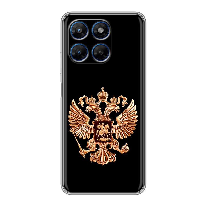 Силиконовый чехол на Motorola Moto G37 с принтом Герб России золотой Силиконовый чехол на Motorola Moto G37 с принтом Герб России золотой