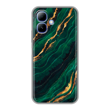 Силиконовый чехол на Infinix Smart 20 с принтом Мрамор зеленое золото