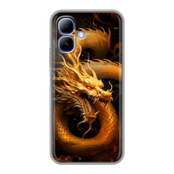 Силиконовый чехол на Infinix Smart 20 с принтом Золотой дракон