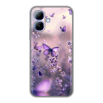Силиконовый чехол на Infinix Smart 20 с принтом бабочки и лаванда
