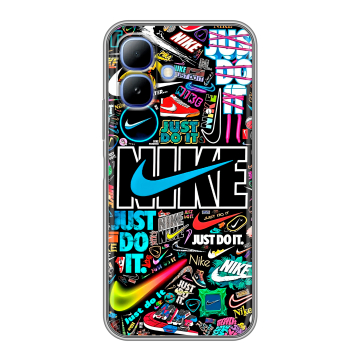 Силиконовый чехол на Infinix Smart 20 с принтом найк nike черный