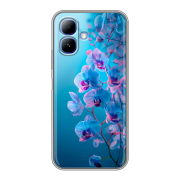 Силиконовый чехол на Infinix Smart 20 с принтом голубые орхидеи