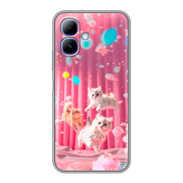 Силиконовый чехол на Infinix Smart 20 с принтом милые котики Силиконовый чехол на Infinix Smart 20 с принтом милые котики