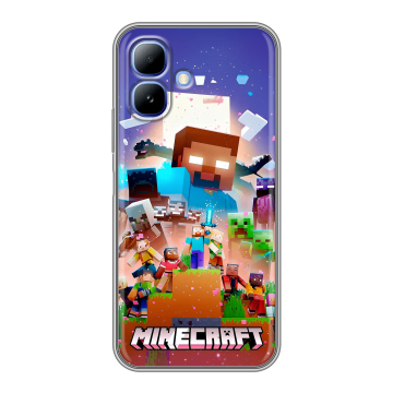 Силиконовый чехол на Infinix Smart 20 с принтом Майнкрафт Minecraft Силиконовый чехол на Infinix Smart 20 с принтом Майнкрафт Minecraft