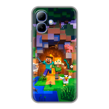 Силиконовый чехол на Infinix Smart 20 с принтом Майнкрафт Minecraft