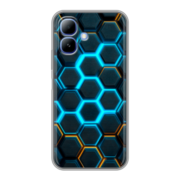 Силиконовый чехол на Infinix Smart 20 с принтом Неоновые соты Силиконовый чехол на Infinix Smart 20 с принтом Неоновые соты