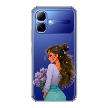 Силиконовый чехол на Infinix Smart 20 с принтом девушка цветы Силиконовый чехол на Infinix Smart 20 с принтом девушка цветы