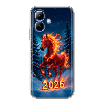 Силиконовый чехол на Infinix Smart 20 с принтом Новый год коня Силиконовый чехол на Infinix Smart 20 с принтом Новый год коня