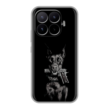 Силиконовый чехол на Xiaomi 17T с принтом Доберман и пистолет Силиконовый чехол на Xiaomi 17T с принтом Доберман и пистолет