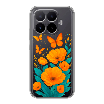 Силиконовый чехол на Xiaomi 17T с принтом цветы бабочки