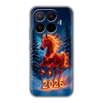 Силиконовый чехол на Xiaomi 17T с принтом Новый год коня