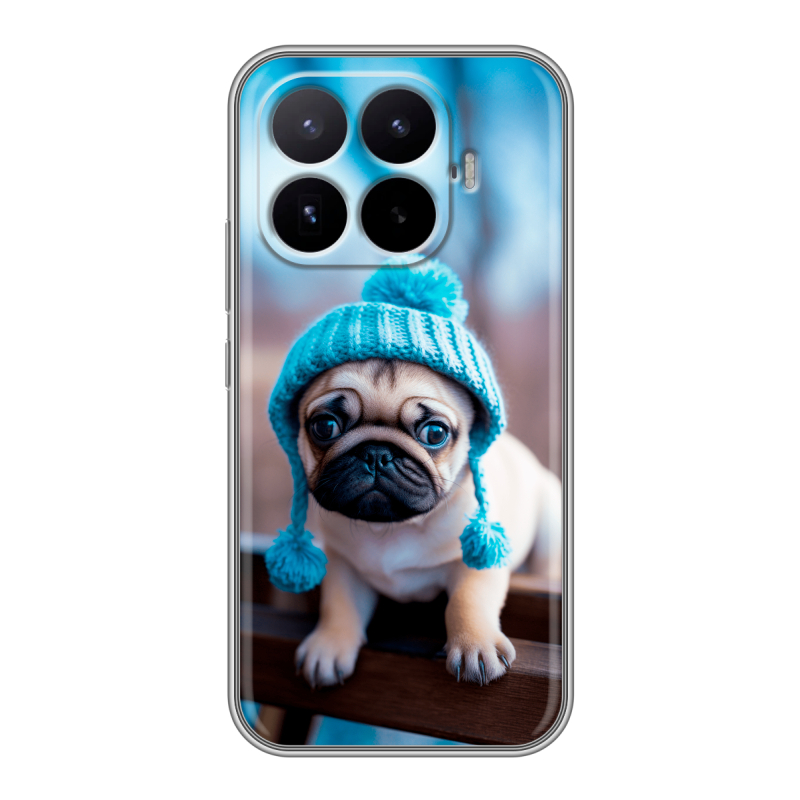 Силиконовый чехол на Xiaomi 17T с принтом Мопс в шапке Силиконовый чехол на Xiaomi 17T с принтом Мопс в шапке