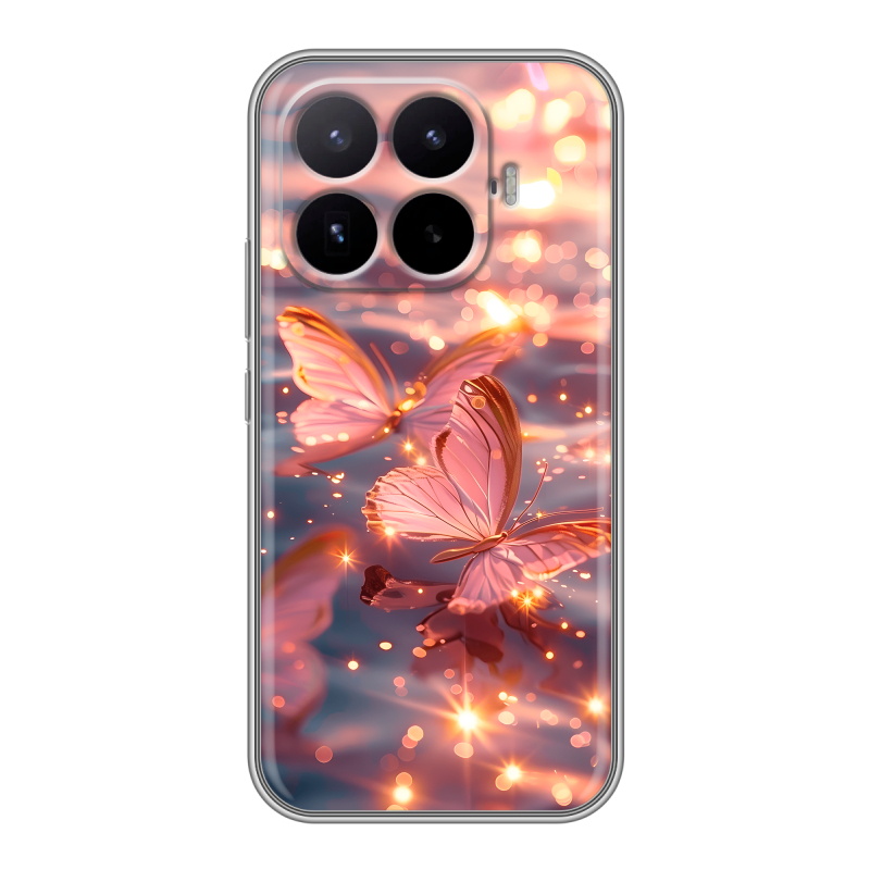Силиконовый чехол на Xiaomi 17T с принтом бабочки розовые Силиконовый чехол на Xiaomi 17T с принтом бабочки розовые