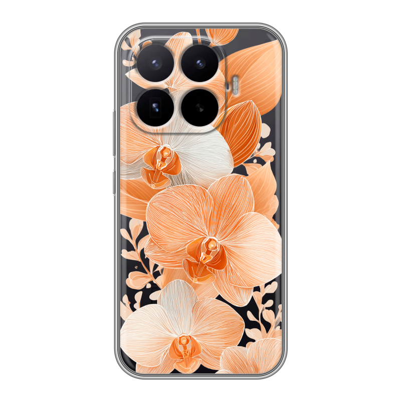 Силиконовый чехол на Xiaomi 17T с принтом Бежевые цветы Силиконовый чехол на Xiaomi 17T с принтом Бежевые цветы