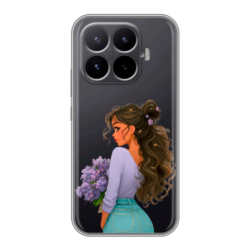 Силиконовый чехол на Xiaomi 17T с принтом девушка цветы Силиконовый чехол на Xiaomi 17T с принтом девушка цветы
