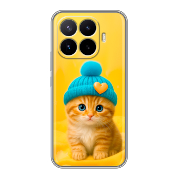 Силиконовый чехол на Xiaomi 17T Pro с принтом Котенок в шапке Силиконовый чехол на Xiaomi 17T Pro с принтом Котенок в шапке
