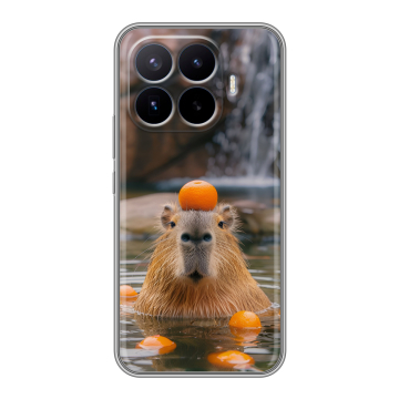 Силиконовый чехол на Xiaomi 17T Pro с принтом Капибара с апельсином Силиконовый чехол на Xiaomi 17T Pro с принтом Капибара с апельсином
