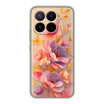 Силиконовый чехол на Xiaomi 17T Pro с принтом Цветы и бабочки Силиконовый чехол на Xiaomi 17T Pro с принтом Цветы и бабочки