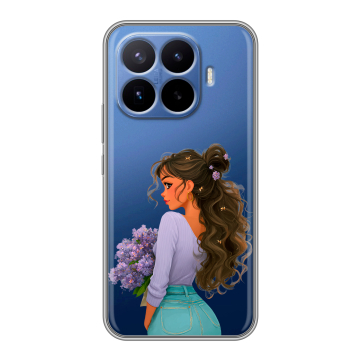 Силиконовый чехол на Xiaomi 17T Pro с принтом девушка цветы Силиконовый чехол на Xiaomi 17T Pro с принтом девушка цветы